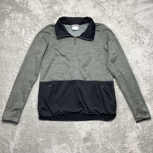 Columbia Jacket Men's M Gray Pullover Layer 1/2 Zip Thumb Holes Winter Weather